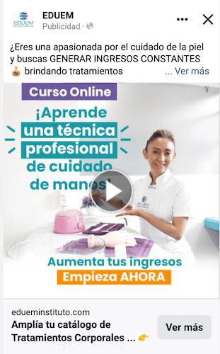 Un anuncio de facebook para eduem.