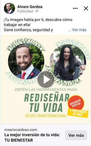 Un anuncio de facebook con una mujer y un hombre.