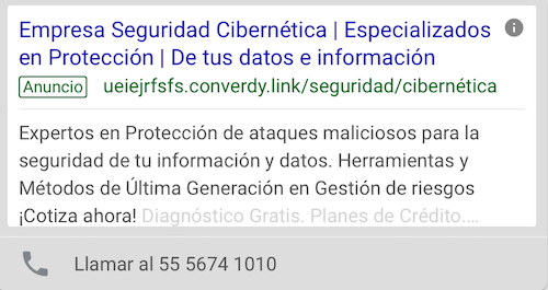 Empresa de ciberseguridad en español: captura de pantalla.