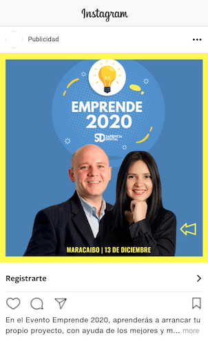 Captura de pantalla de Instagram de Empresa 2020.