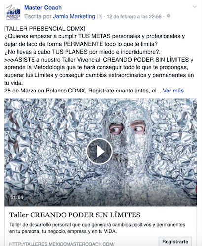 Un anuncio de Facebook con la foto de un hombre envuelto en papel de aluminio.