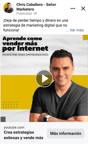 Un anuncio de facebook con una foto de un hombre y una mujer.