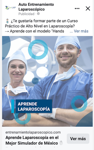 Anuncio en facebook de un laparoscopio en méxico.