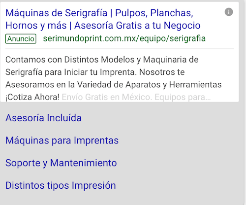 Google Adwords en español: captura de pantalla.