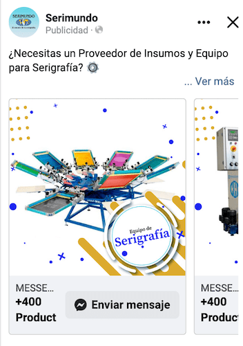 Anuncio de Facebook de Semundo.