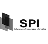 Un logotipo en blanco y negro para una agencia de marketing, con las iniciales "sp".