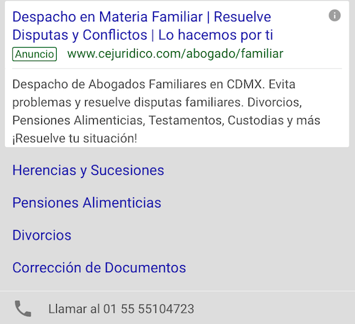 Google Adwords en español: captura de pantalla.