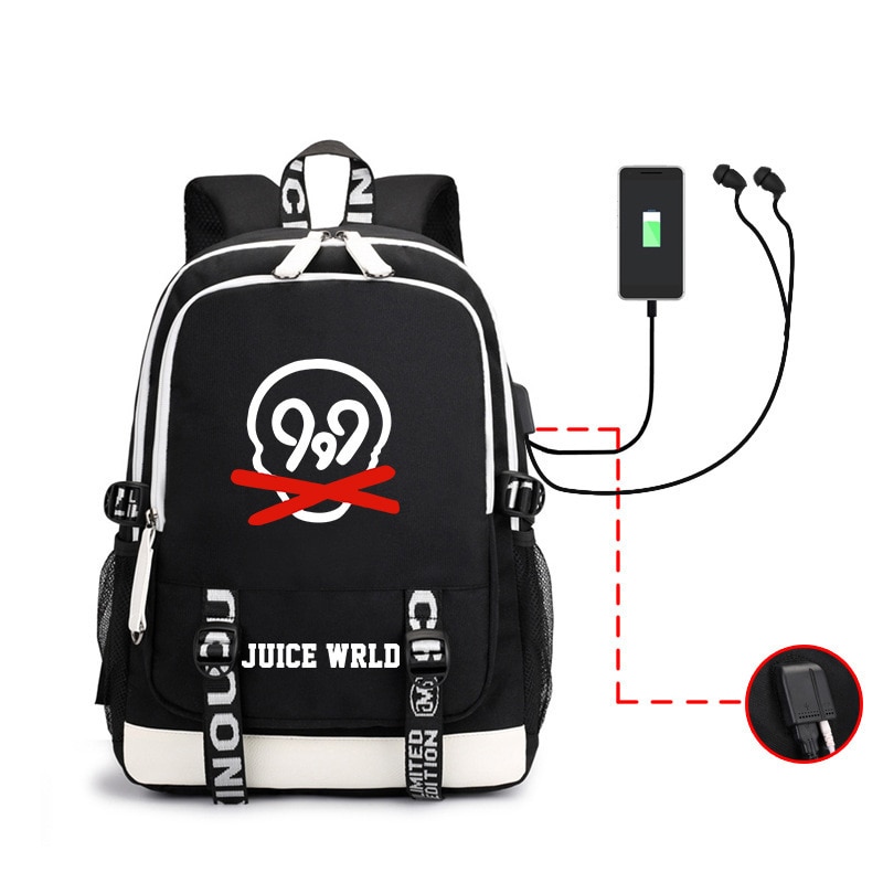 Juice Wrld Printed Backpack For Men And Women Students School Bag USB Charging Headset Hole Backpacks 4 - Juice Wrld Store