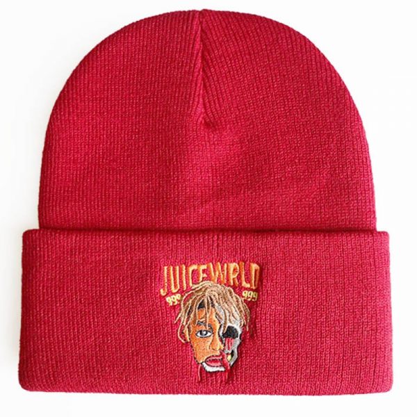 Juice Wrld 999 Beanie Embroidery Winter Hat Cotton Knitted Hat Skullies Beanies Hat Hip Hop Knit 3 - Juice Wrld Store