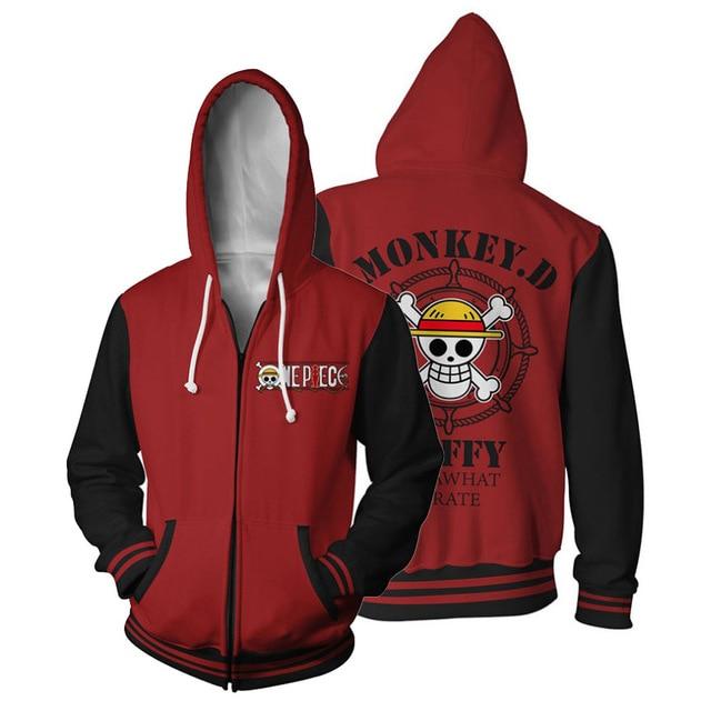 One Piece Monkey D. Luffy Jolly Roger Zip Hoodie ANM0608 S Official One Piece Merch