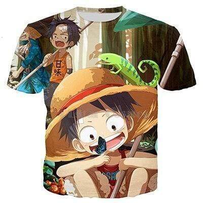 One Piece T Shirt Kawaii Ace And Luffy Child OMS0911
