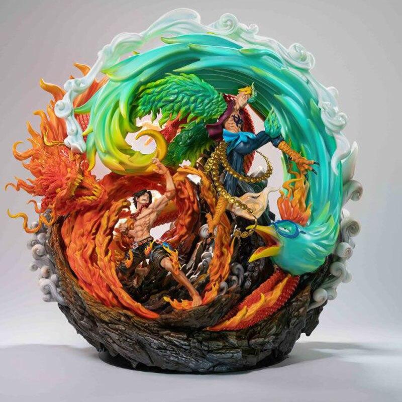 Collector Statue Ace And Marco Fire Dragon And Blue Flame Phoenix OMS0911