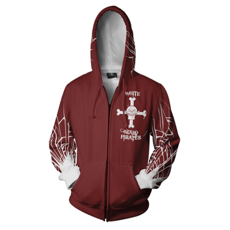 One Piece Whitebeard Pirates Zip Hoodie ANM0608 S Official One Piece Merch