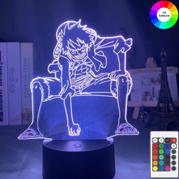 Luffy 3D LED Illusion Lamp MNK1108 7 Colors Without Remote Control Official One Piece Merch