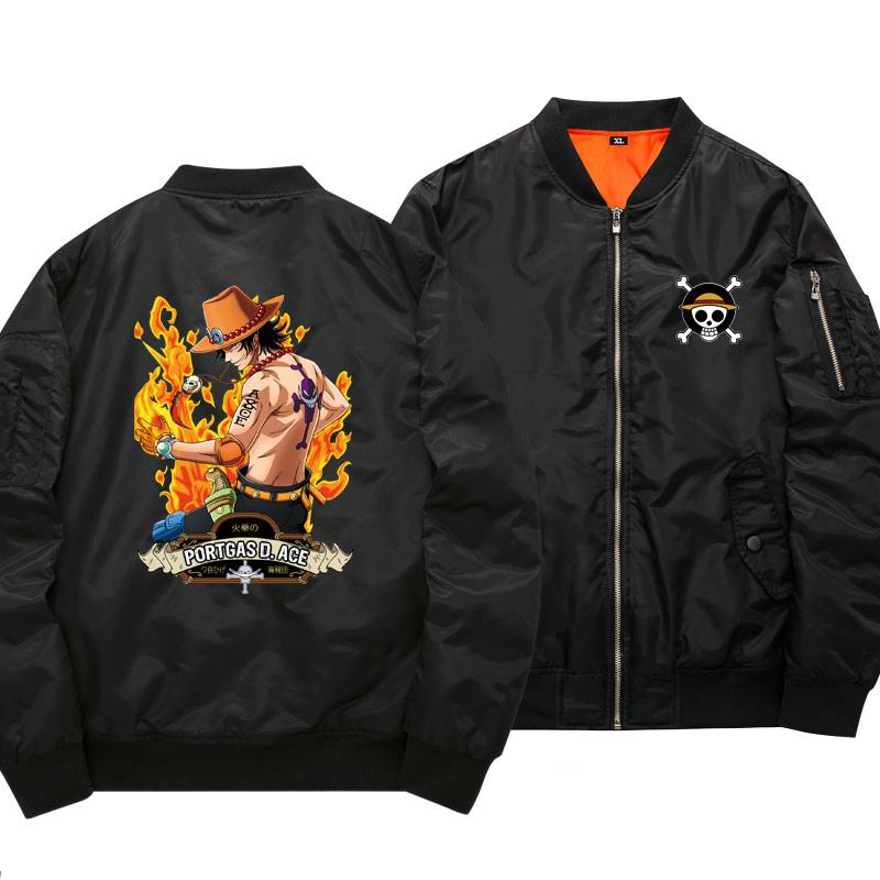 One Piece Portgas D. Ace Black Bomber Jacket ANM0608 S Official One Piece Merch