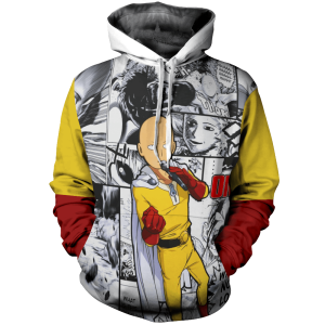 Genos and Saitama, anime, baldy capy, demon cyborg, ginzou, hoodie