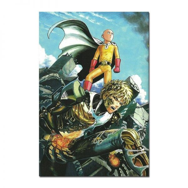 Poster Toile One Punch Man Saitama & Genos Combat 30x45cm Official Dr. Stone Merch