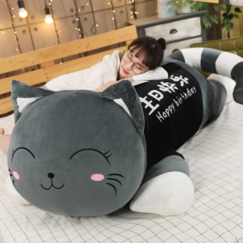 110cm Big Size High Quality Cute Cat Plush Toy Soft Cartoon Animal Stuffed Doll Sofa Bed - Popping Fidgets