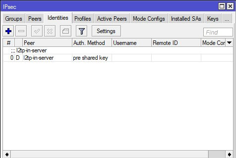 Mikrotik L2TP IPsec Identities