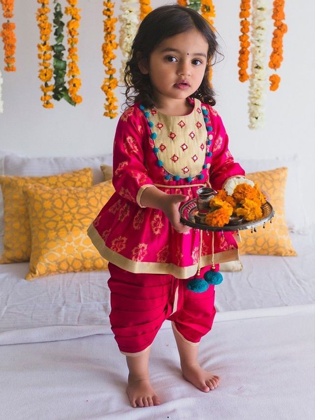 Buy Pasha India Pink Linen Floral Print Asymmetric Kurta And Dhoti Pant Set  Online | Aza Fashions