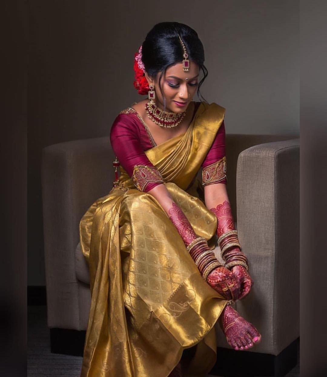 Golden sarees for on sale wedding