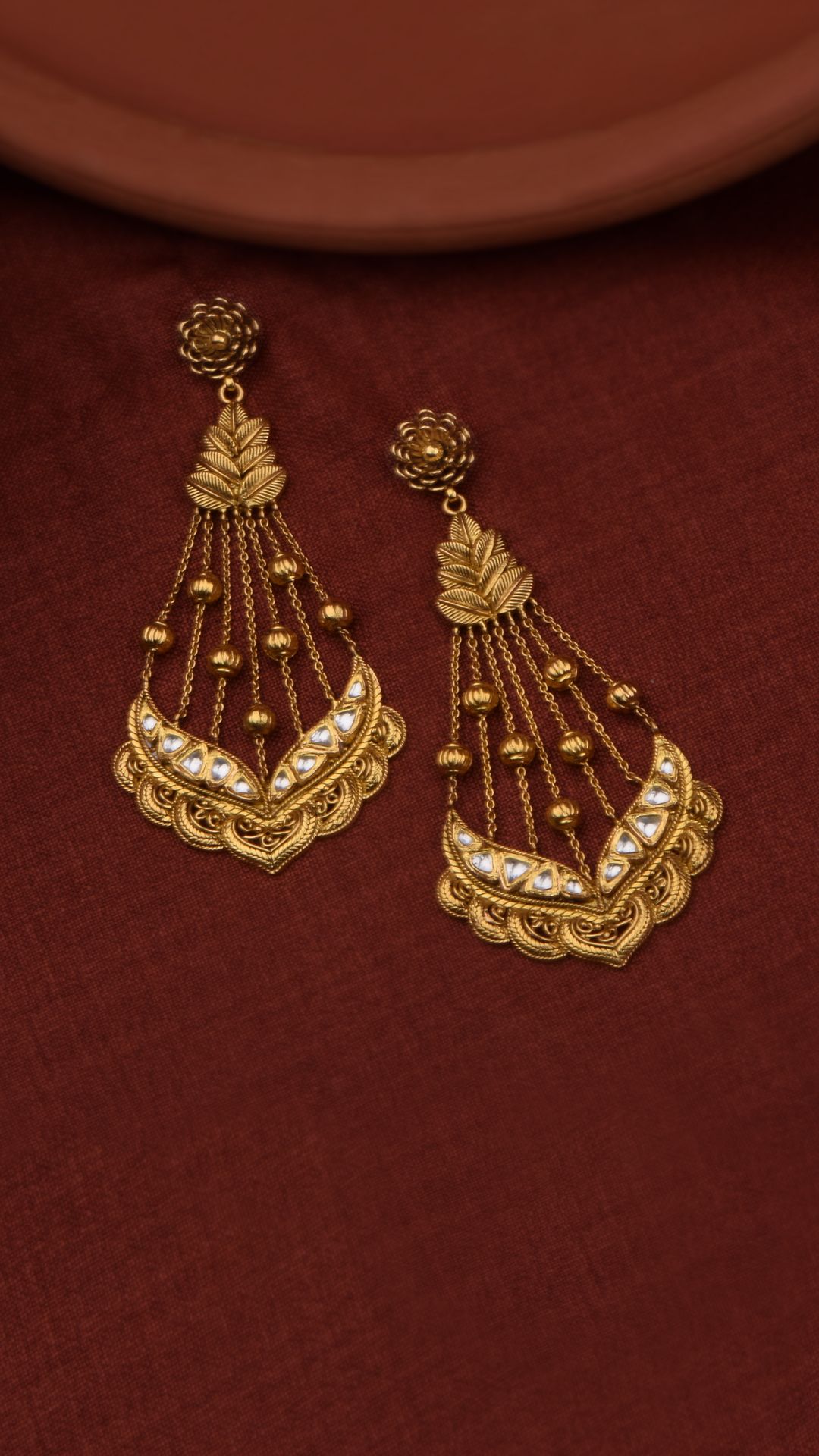 ERG122  Bridal Wear Traditional Gold Plated Jhumkas Earrings for Women   Buy Original Chidambaram Covering product at Wholesale Price Online  shopping for guarantee South Indian Gold Plated Jewellery