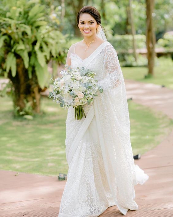 Signature Christian Bridal Saree Handcrafted for Bride Ansu – Kavani Bridal  Wear