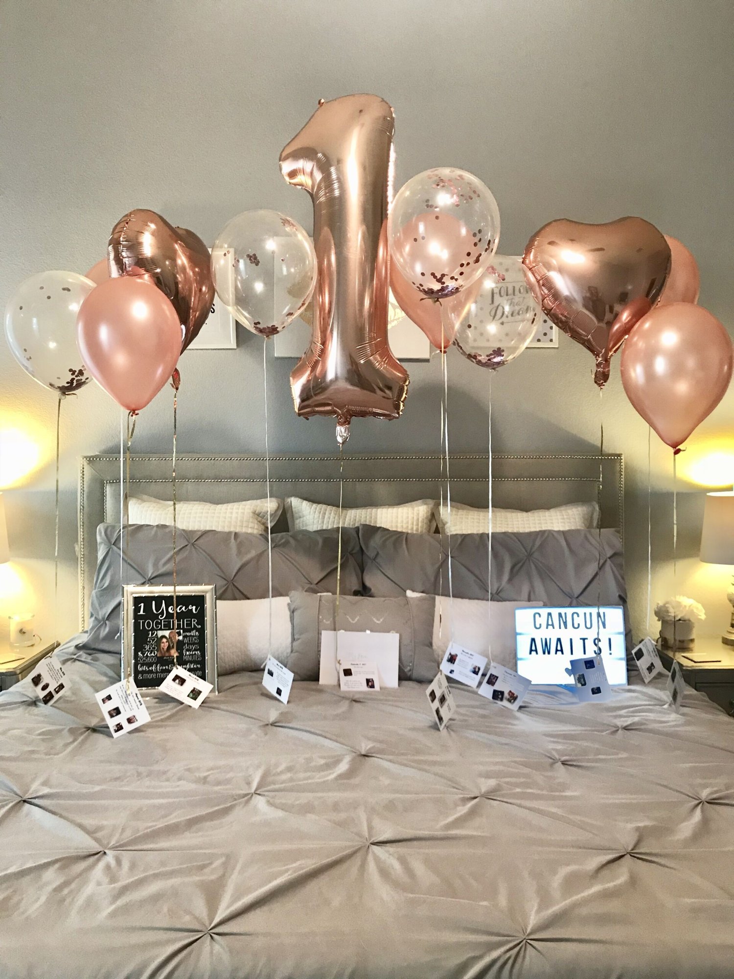 The First Anniversary of a Couple's Love365Balloon Anniversary Surprise  Romantic Balloon Room Decoration Scene Layout | Lazada PH