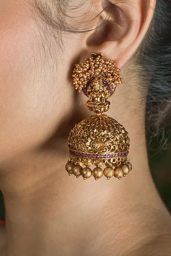Buy Heavy Temple Laxmi style Large Jhumka Earrings