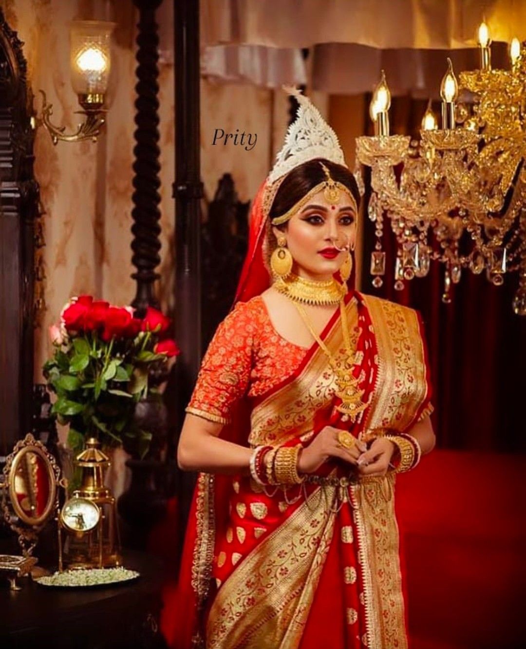 Bengali saree wearing clearance style