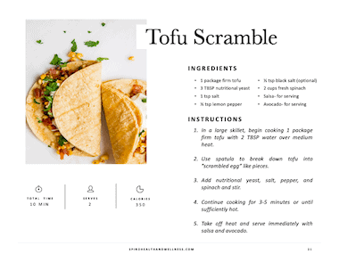 Tofu Scramble | Transition to Health Cookbook | Spiro Health and Wellness