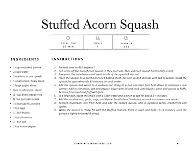 Stuffed Acorn Squash | Transition to Health Cookbook | Spiro Health and Wellness
