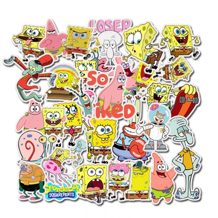10 30 50Pcs Spongebobs Stickers Cute Squarepants Patrick Star Anime Sticker Guitar Cartoon Waterproof Graffiti Decals 2 - Spongebob Plush