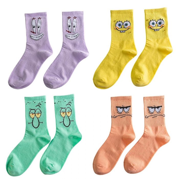 Cute Socks SpongeBob Patrick Star European And American Cartoon Socks Pure Cotton Male Growth Tube Trend 1 - Spongebob Plush