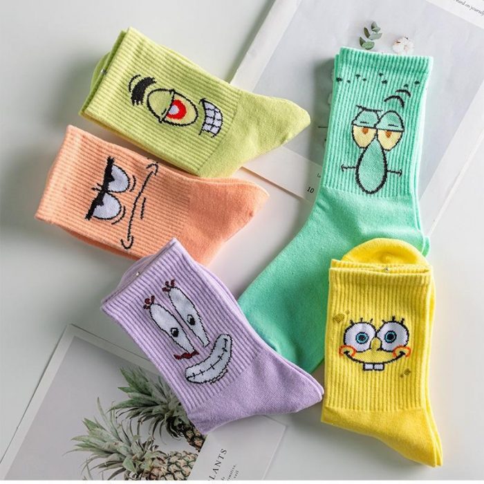 Cute Socks SpongeBob Patrick Star European And American Cartoon Socks Pure Cotton Male Growth Tube Trend 4 - Spongebob Plush