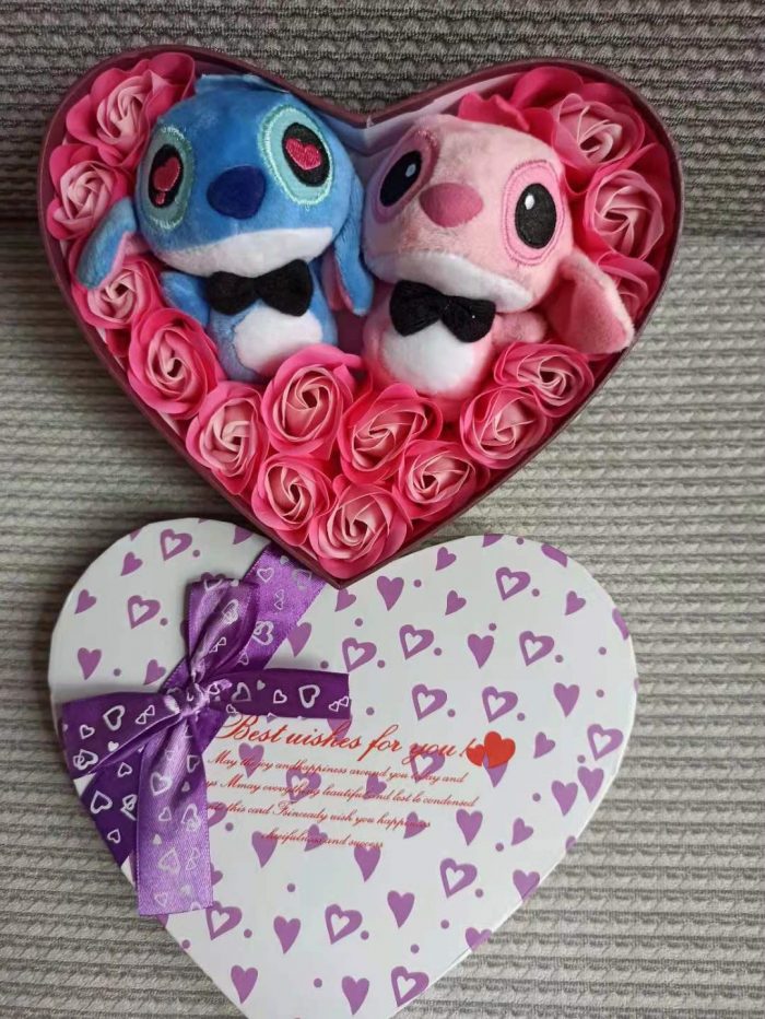 Disney Cartoon Lilo Stitch Plush Doll Toys Rose Bouquet Gift Box Stitch Flower Bouquet Home Decoration 1 - Stitch Plush
