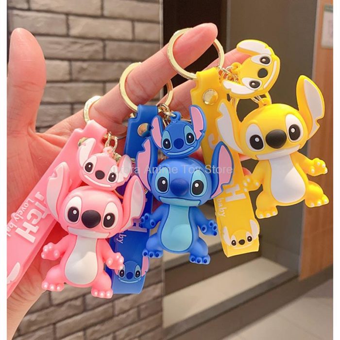 Anime Disney Keychain Variety of Cartoon Lilo Stitch Cute Doll Keyring Fashion Couple Bag Ornament Key - Stitch Plush