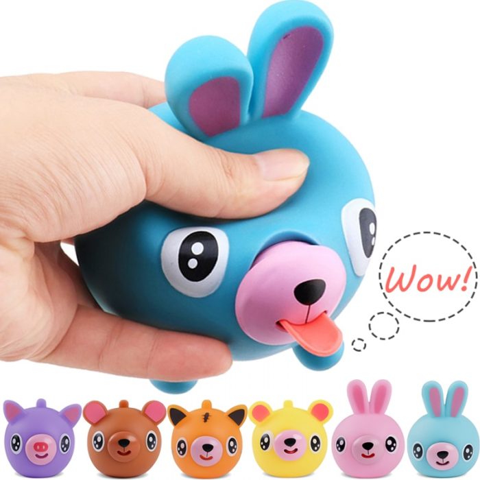 Funny Talking Animal Pinch Press Ball Tongue Out Stress Reliever Toys for Kids Adult Baby Toy - Stress Ball