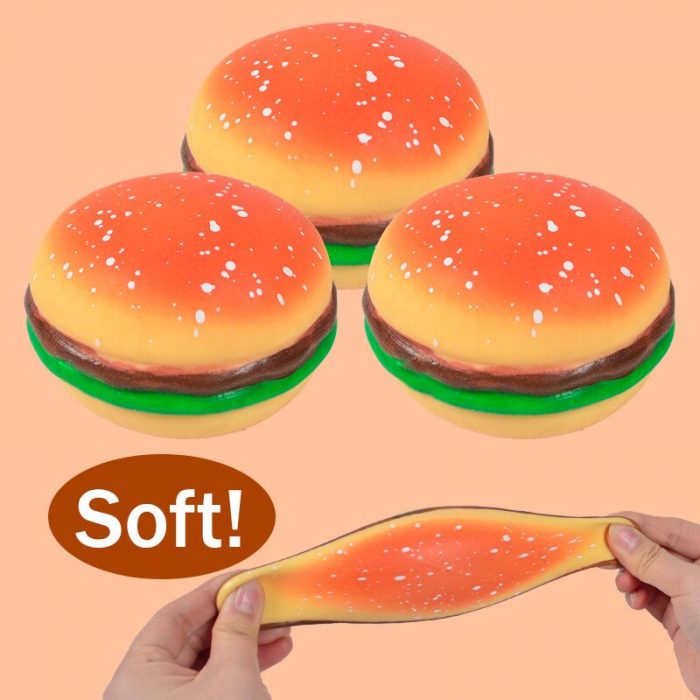 Burger Stress Ball 3D Squishy Hamburger Fidget Toys Silicone Decompression Silicone Squeeze Fidget Ball Fidget Sensory 2 - Stress Ball