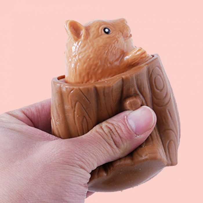 Cute Animal Squirrel Squeeze Squirrel Vent Squirrel Cup Decompression Toy Stump Rubber Stake Toys 1 - Stress Ball