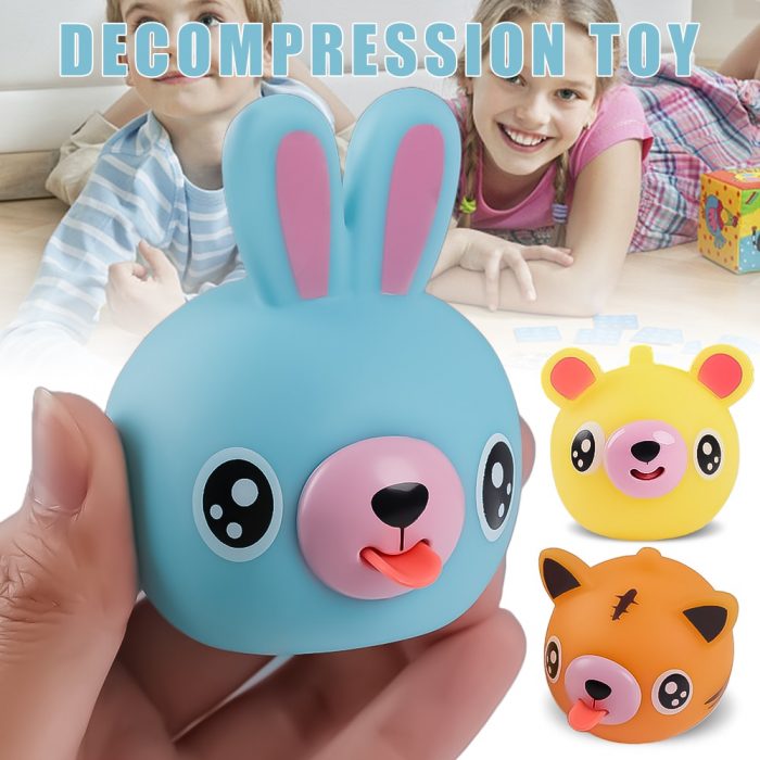Funny Talking Animal Pinch Press Ball Tongue Out Stress Reliever Toys for Kids Adult Baby Toy 1 - Stress Ball