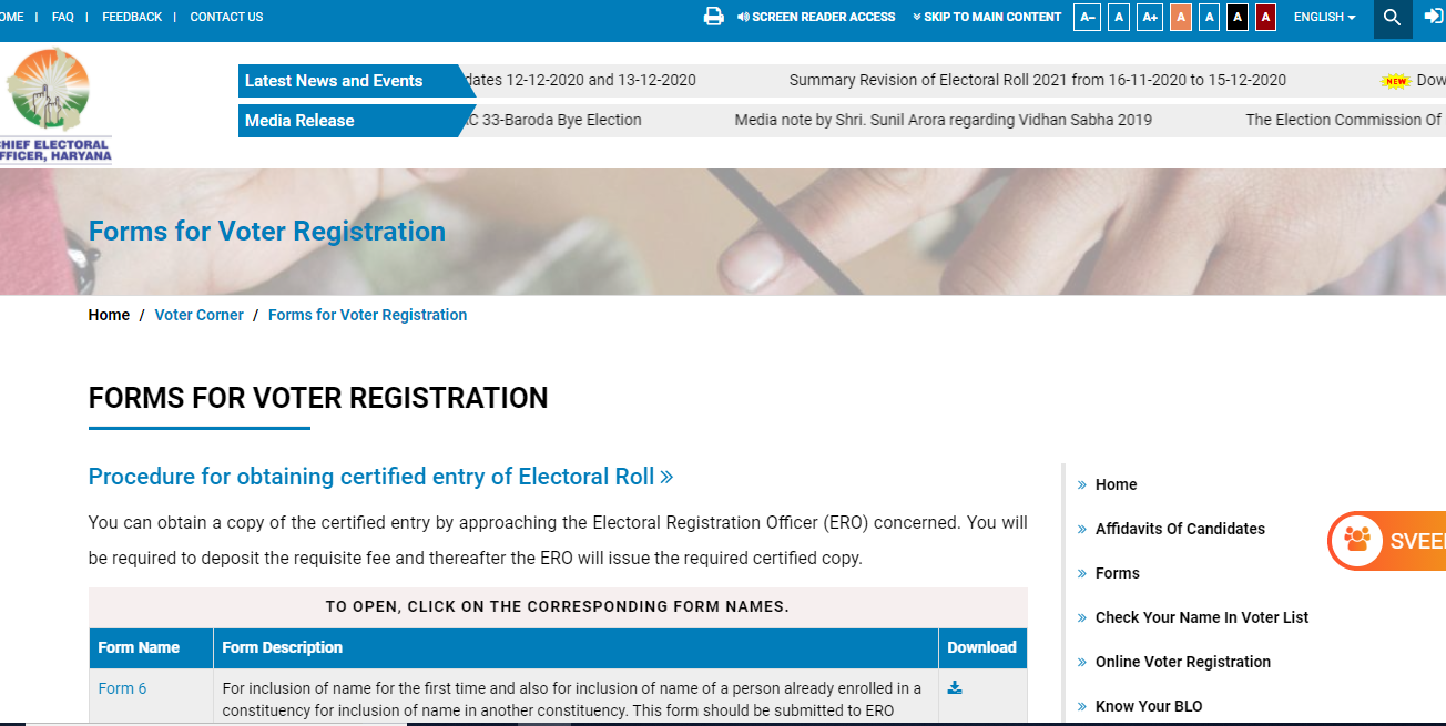 हरियाणा वोटर लिस्ट 2024 Haryana Voter List, Pdf Download With Photo