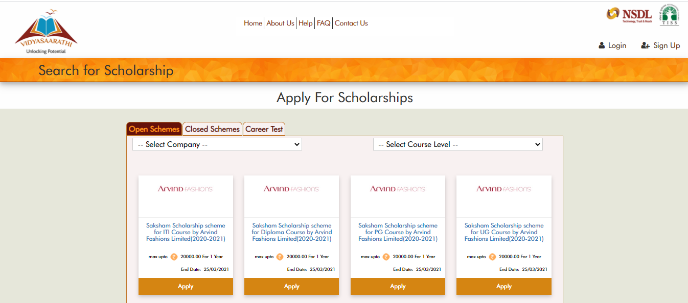 Registration Vidyasaarathi Scholarship 2023 Apply Online