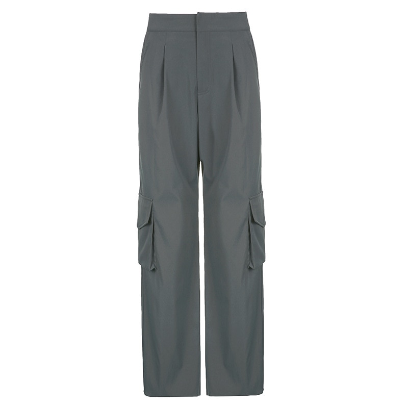 Low Waist Parachute Cargo Pant Button Basic Trousers Pockets Women Streetwear 4 - Parachute Pant Shop