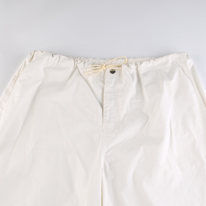 Cutistation Low Rise Drawstring Parachute Pants Women 2022 White Casual y2k Oversized Sweatpants Streetwear Bella Sexy 5 - Parachute Pant Shop