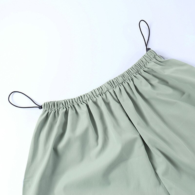 Cutistation Low Rise Drawstring Green Parachute Pants Y2k Clothes Women Fall 2022 Wide Leg Full Length 5 - Parachute Pant Shop