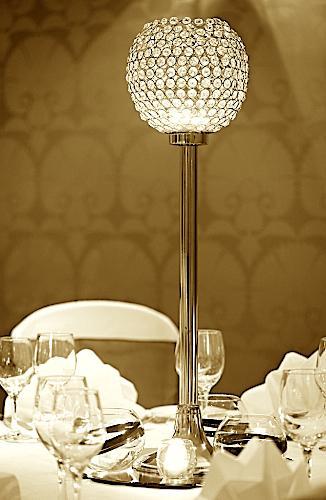 Tall Crystal Goblet Centrepiece on Mirror Base