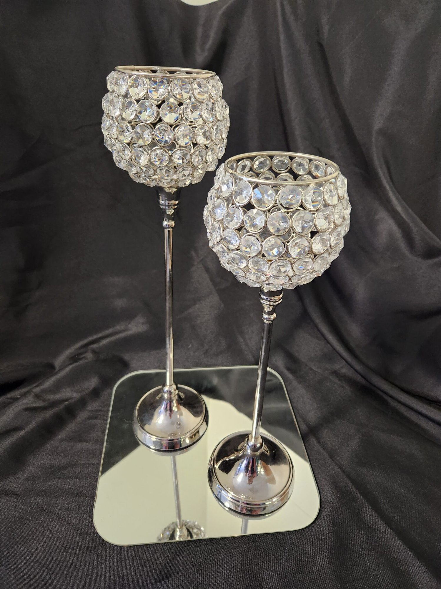 Pair of Silver Crystal Goblets