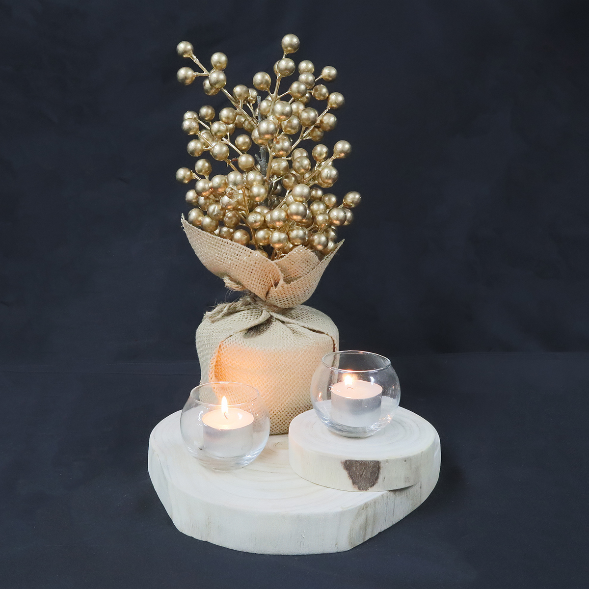Rustic Gold Christmas Table Centrepiece