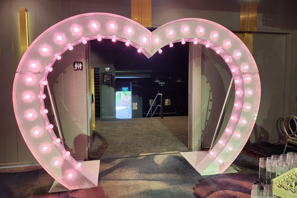 Light Up Heart Arch at Wedding Venue Sydney